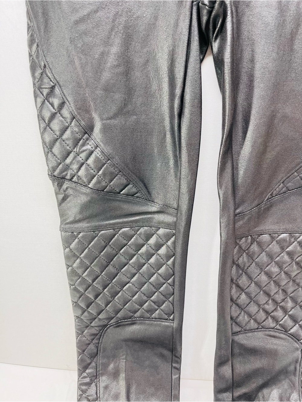 SPANX Black Quilted Faux-Leather Girls' Leggings - Picture 2 of 10